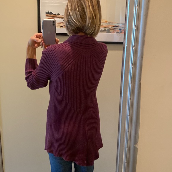Eileen Fisher Marled Mulberry Open Cardigan - Picture 4 of 8